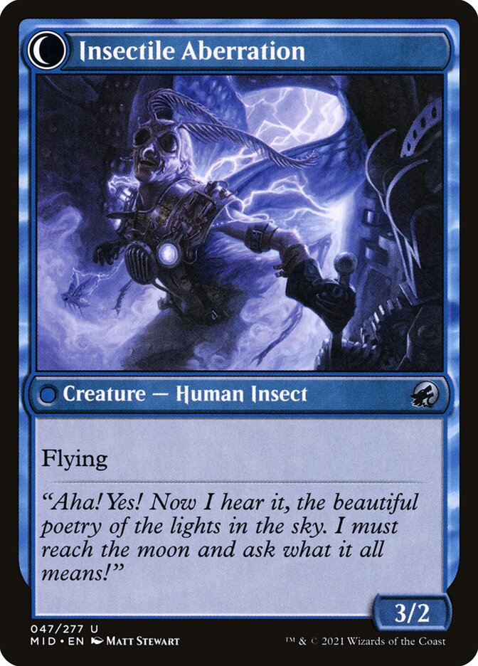 Delver of Secrets // Insectile Aberration, Innistrad: midnight hunt Card Art