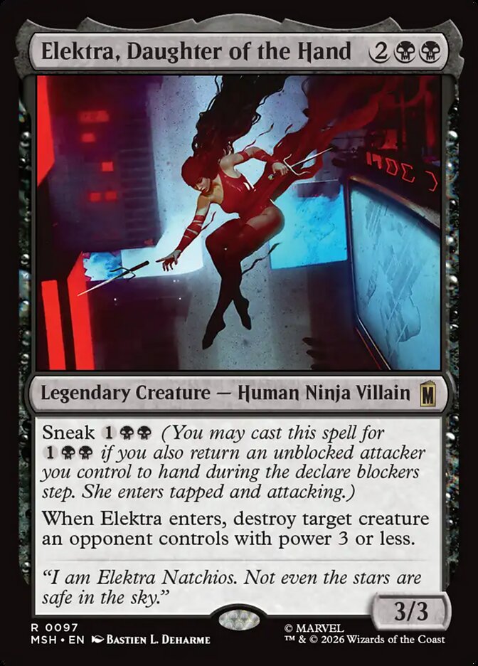 Elektra, Daughter of the Hand, Marvel Super Heroes Card Art