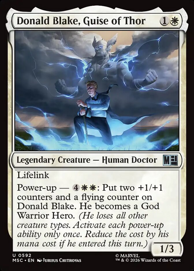 Donald Blake, Guise of Thor, Marvel Super Heroes Commander Card Art