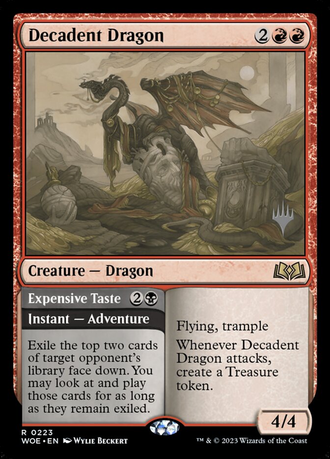 Decadent Dragon // Expensive Taste, Wilds of eldraine promos Card Art