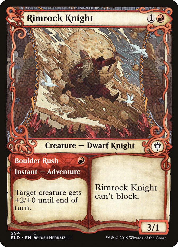 Rimrock Knight // Boulder Rush, Throne of eldraine Card Art