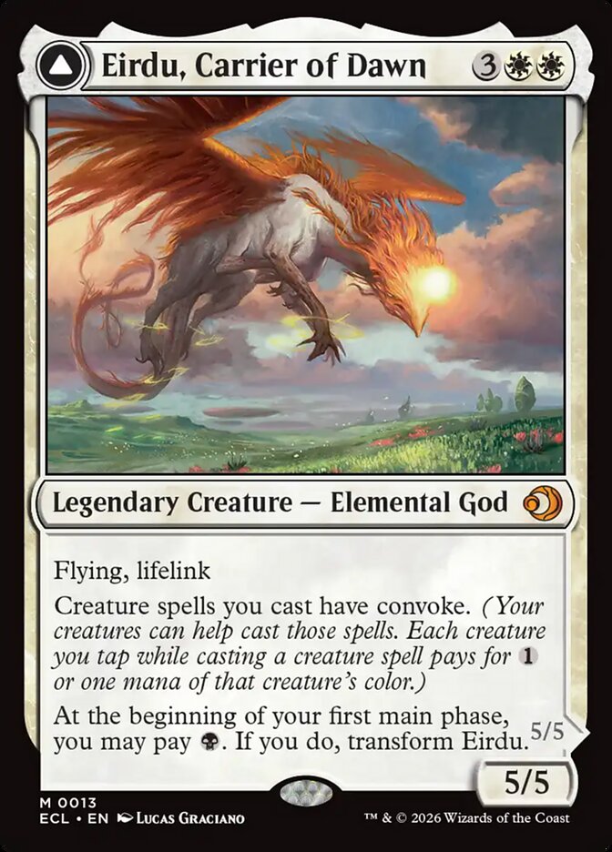 Eirdu, Carrier of Dawn // Isilu, Carrier of Twilight, Lorwyn Eclipsed Card Art
