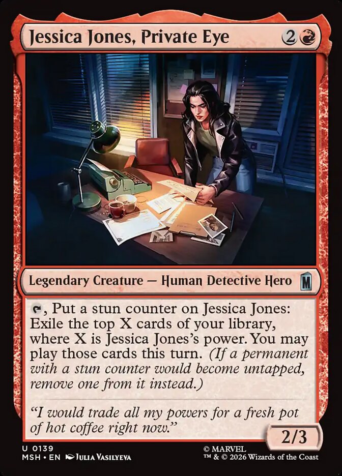 Jessica Jones, Private Eye, Marvel Super Heroes Card Art