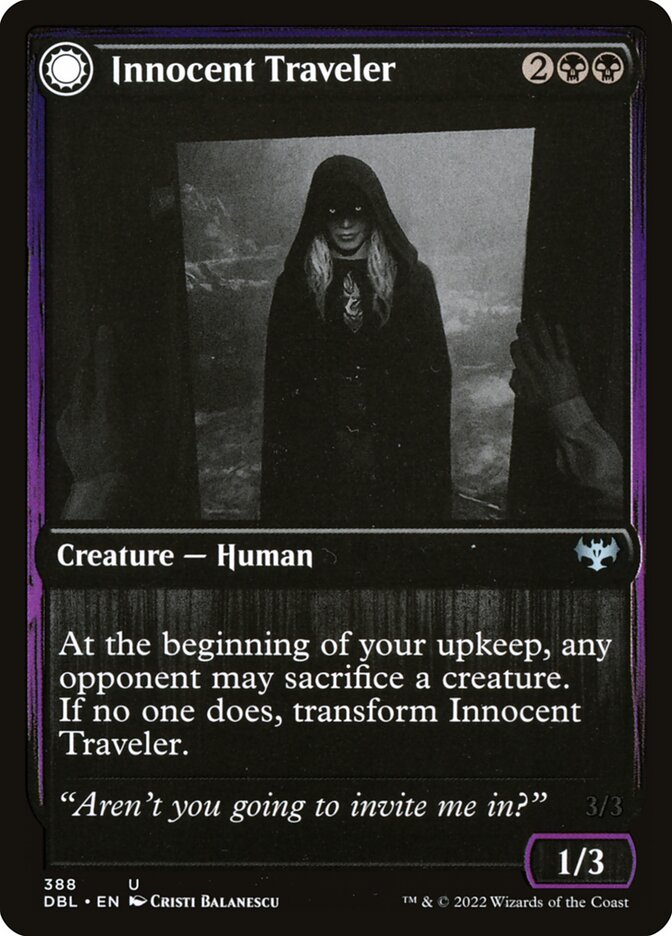 Innocent Traveler // Malicious Invader, Innistrad: double feature Card Art