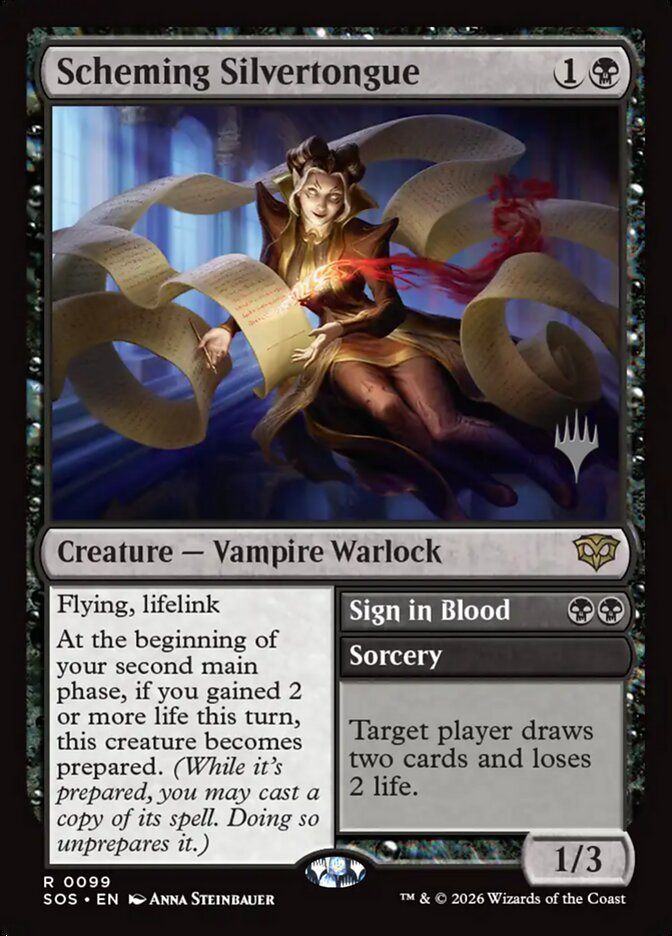 Scheming Silvertongue // Sign in Blood, Secrets Of Strixhaven Promos Card Art