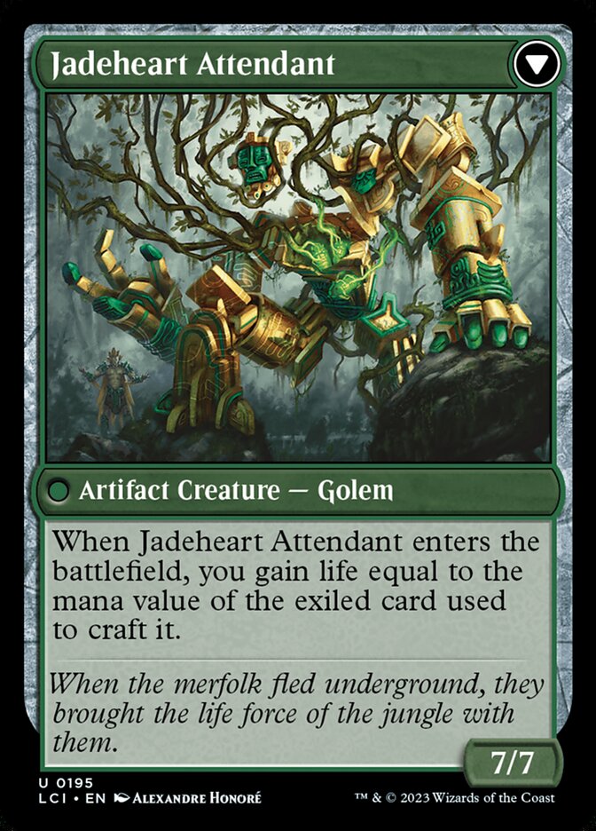 Jade Seedstones // Jadeheart Attendant, The lost caverns of ixalan Card Art