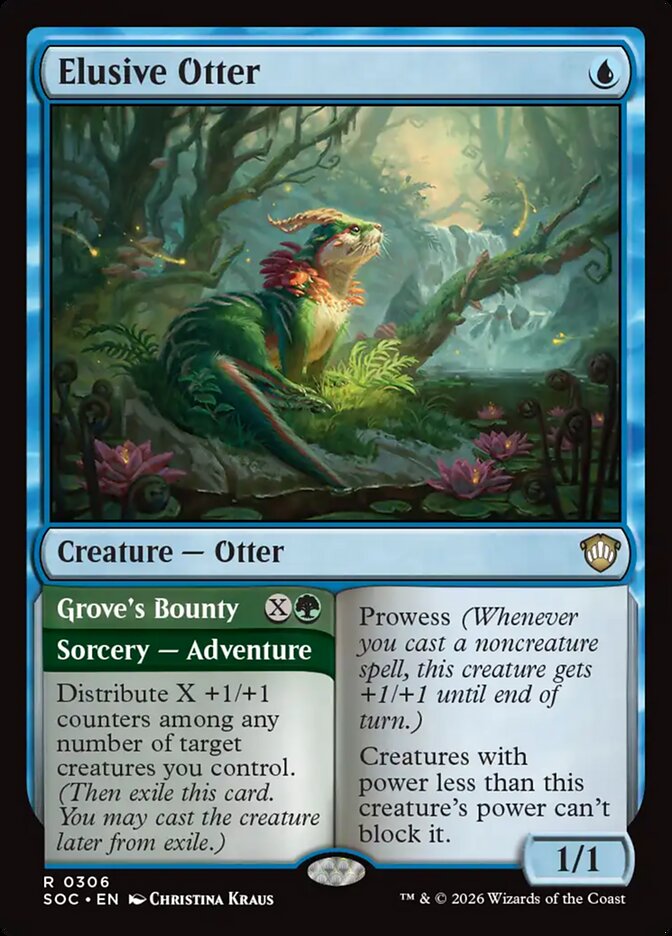 Elusive Otter // Grove's Bounty, Secrets Of Strixhaven Commander Card Art