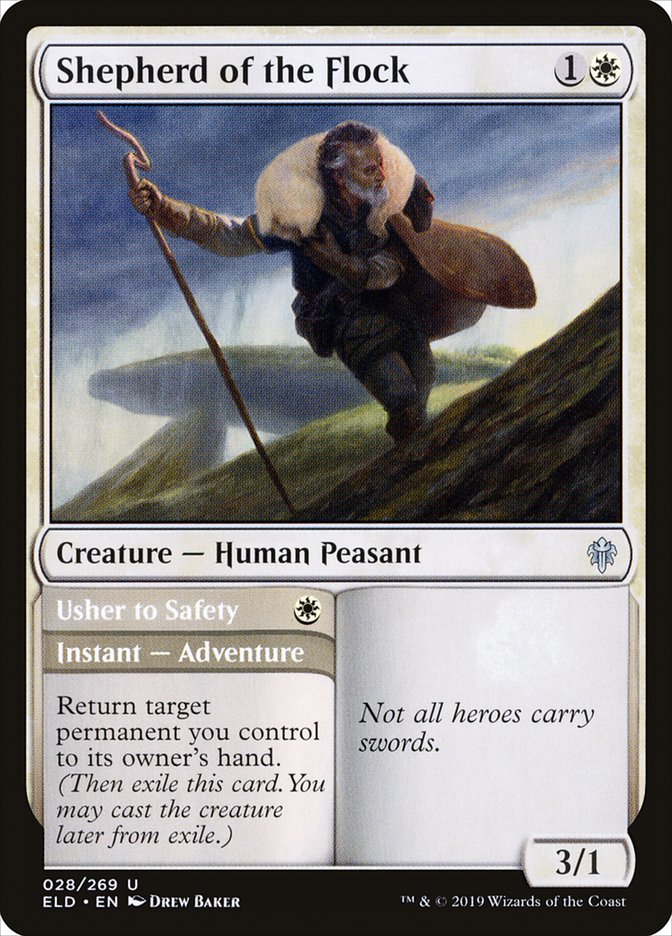 Shepherd of the Flock // Usher to Safety, Throne of eldraine Card Art