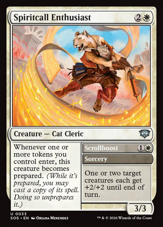 Spiritcall Enthusiast // Scrollboost, Secrets Of Strixhaven Card Art