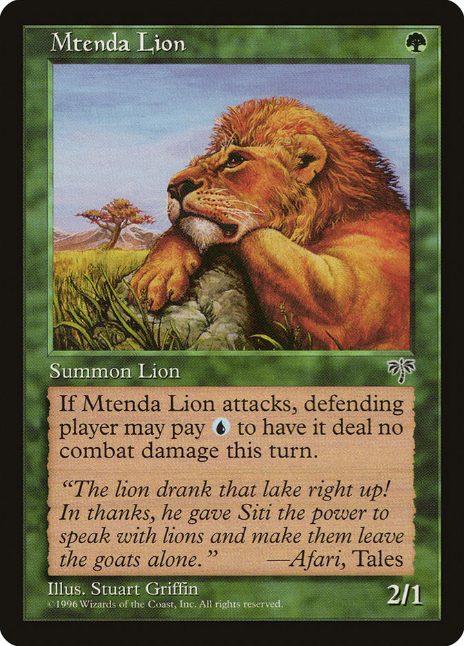 Mtenda Lion, Mirage Card Art