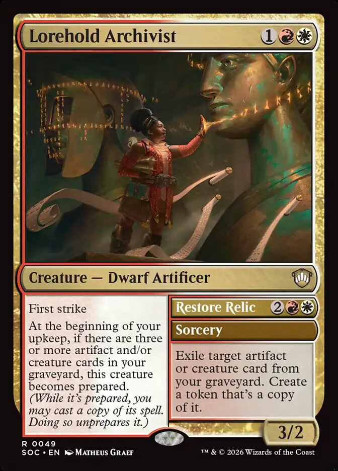 Lorehold Archivist // Restore Relic, Secrets Of Strixhaven Commander Card Art