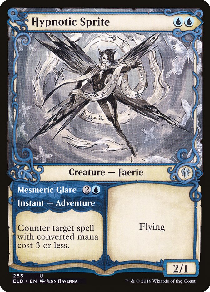 Hypnotic Sprite // Mesmeric Glare, Throne Of Eldraine Card Art