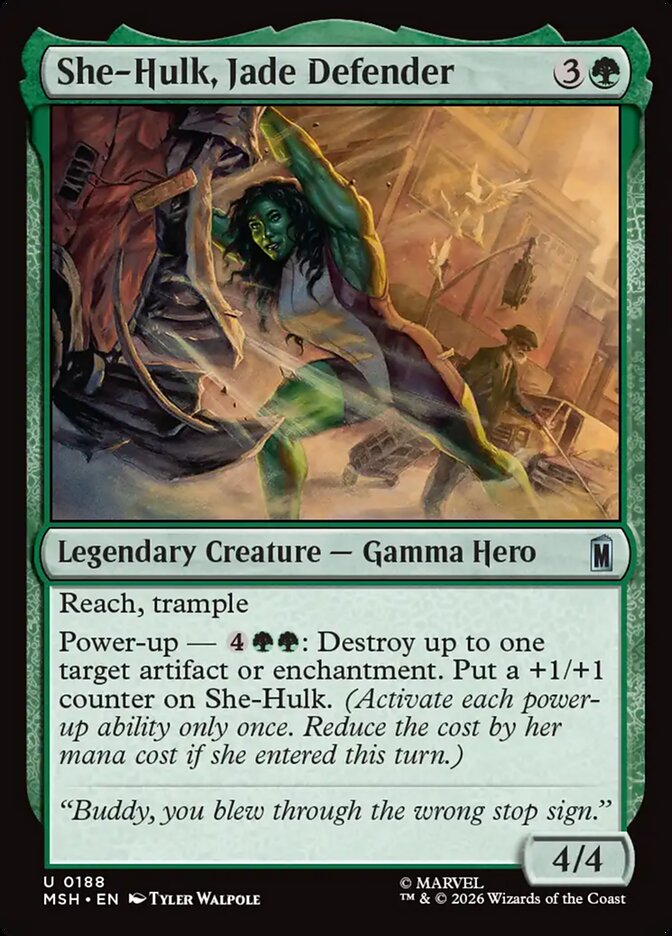 She-Hulk, Jade Defender, Marvel Super Heroes Card Art
