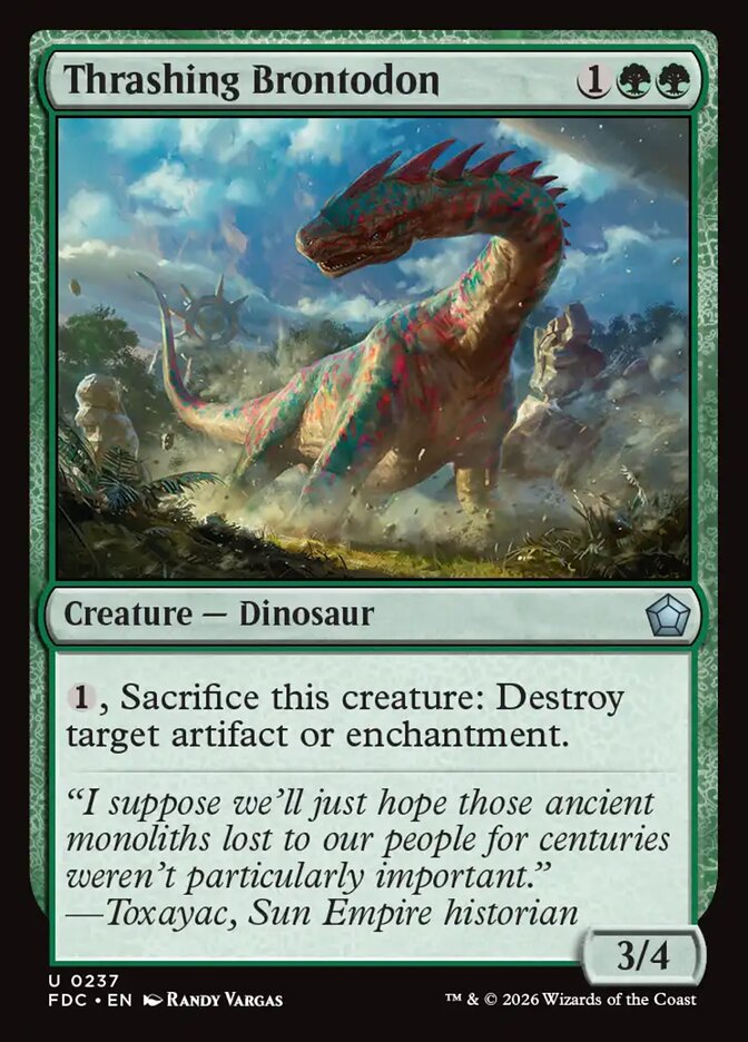 Thrashing Brontodon, Foundations Commander Card Art