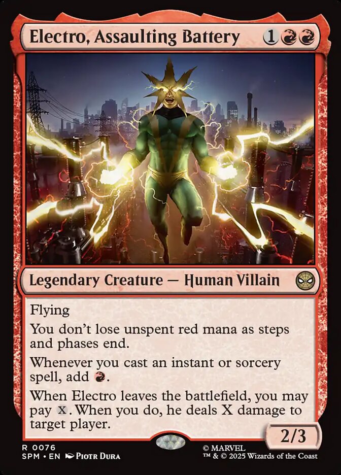 Electro, Assaulting Battery, Marvel'S Spider-Man Card Art