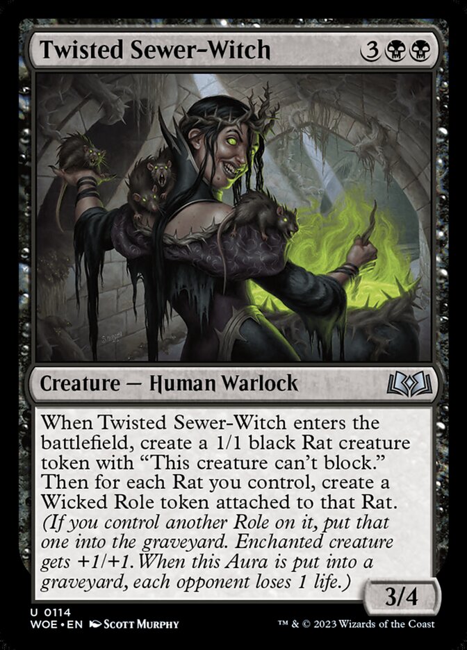 Twisted Sewer-Witch, Wilds Of Eldraine Card Art