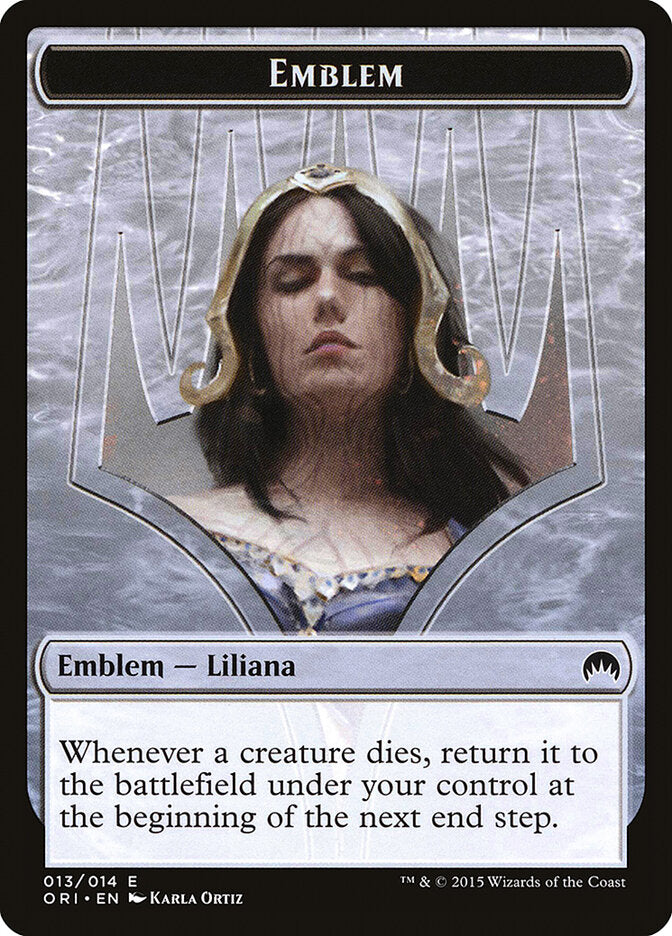 Liliana, Defiant Necromancer Emblem, Magic Origins Tokens Card Art