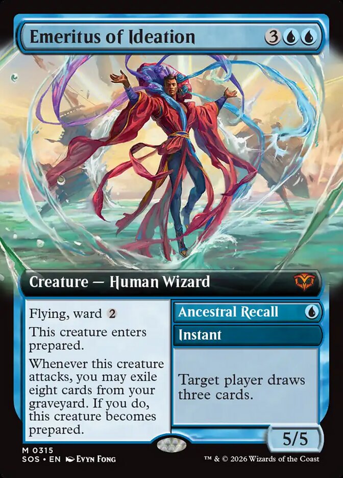 Emeritus of Ideation // Ancestral Recall, Secrets Of Strixhaven Card Art