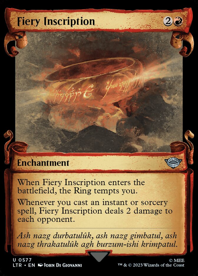 Fiery Inscription, The lord of the rings: tales of middle-earth Card Art
