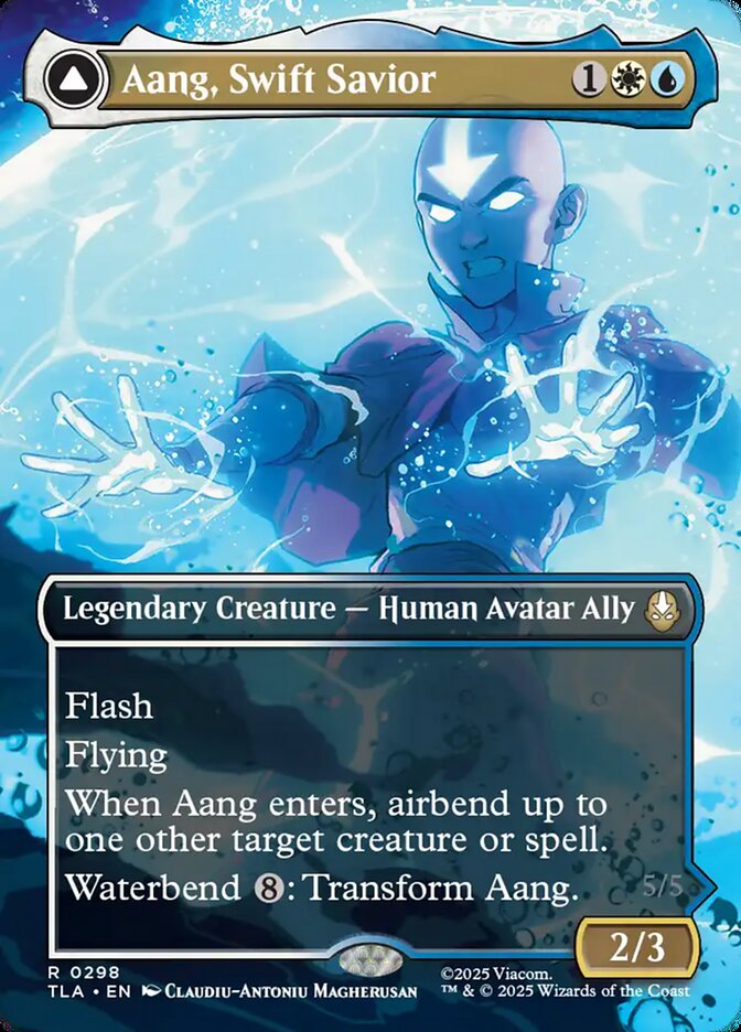 Aang, Swift Savior // Aang and La, Ocean's Fury, Avatar: The Last Airbender Card Art