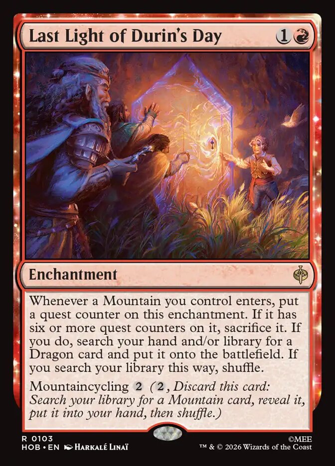 Last Light of Durin's Day, The Hobbit Card Art