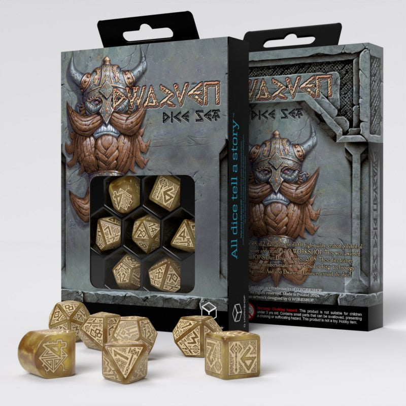 Q Workshop - Dice - RPG Set - Dwarven - Gold