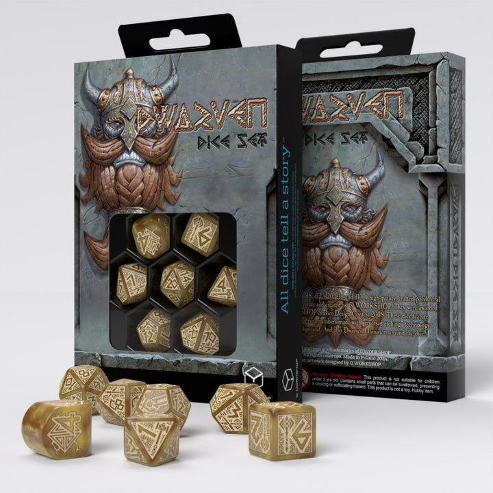 Q Workshop - Dice - RPG Set - Dwarven - Gold