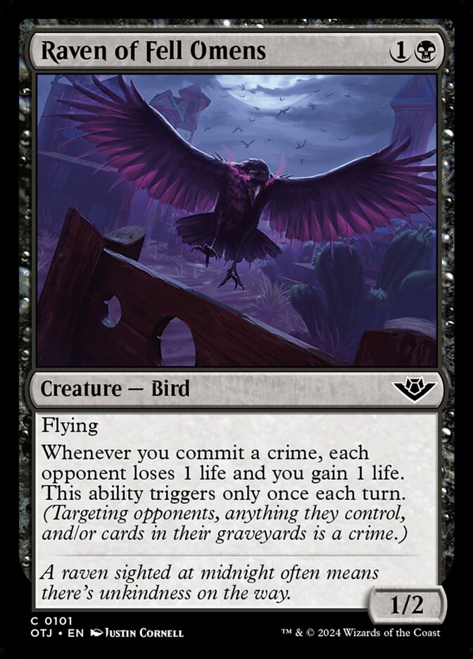 Raven of Fell Omens, Outlaws of thunder junction Card Art