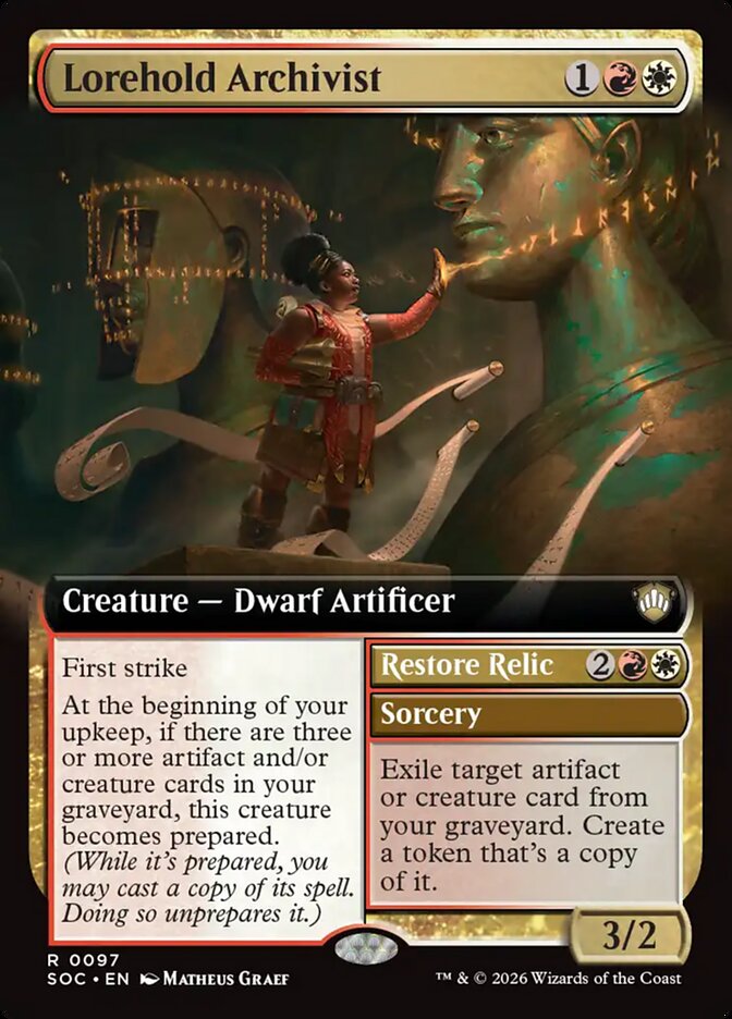 Lorehold Archivist // Restore Relic, Secrets Of Strixhaven Commander Card Art