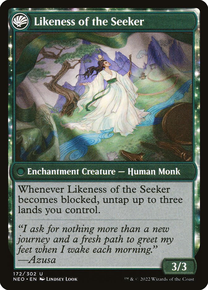 Azusa's Many Journeys // Likeness of the Seeker, Kamigawa: neon dynasty Card Art
