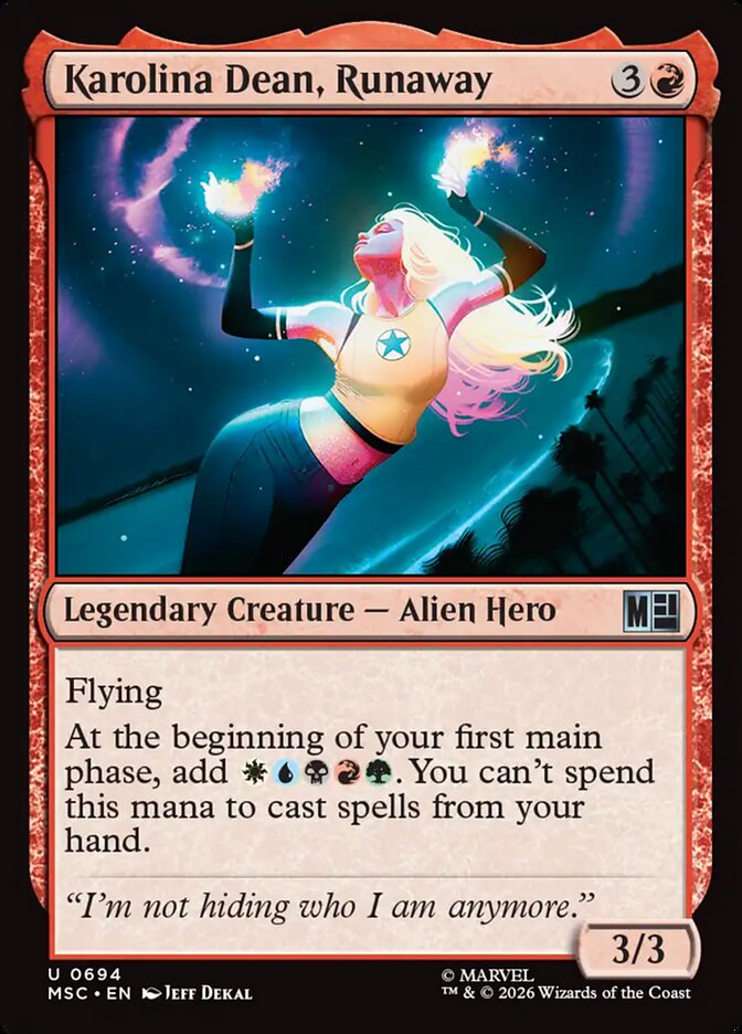 Karolina Dean, Runaway, Marvel Super Heroes Commander Card Art