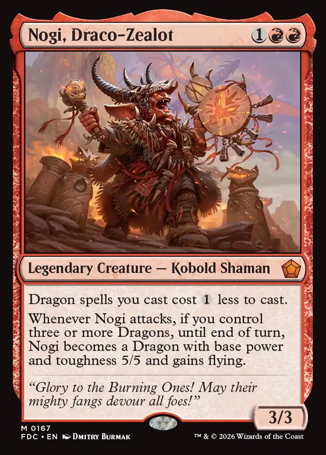 Nogi, Draco-Zealot, Foundations Commander Card Art
