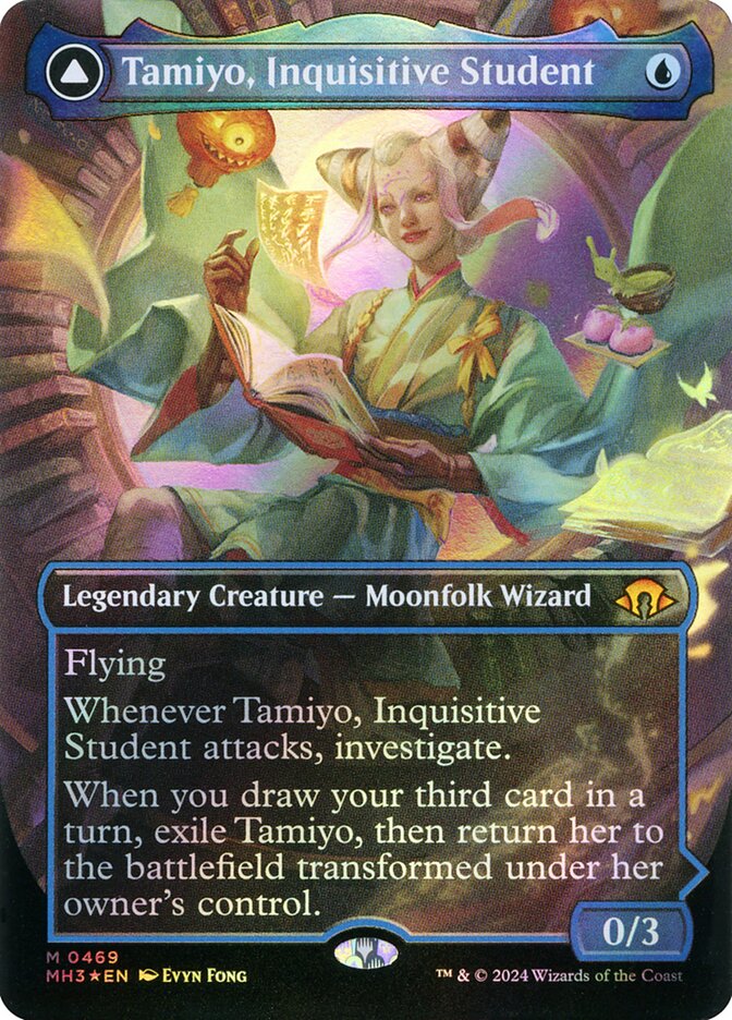 Tamiyo, Inquisitive Student // Tamiyo, Seasoned Scholar, Modern horizons 3 Card Art