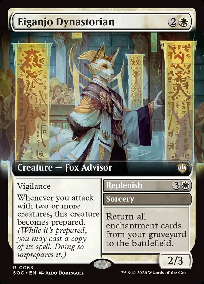 Eiganjo Dynastorian // Replenish, Secrets Of Strixhaven Commander Card Art