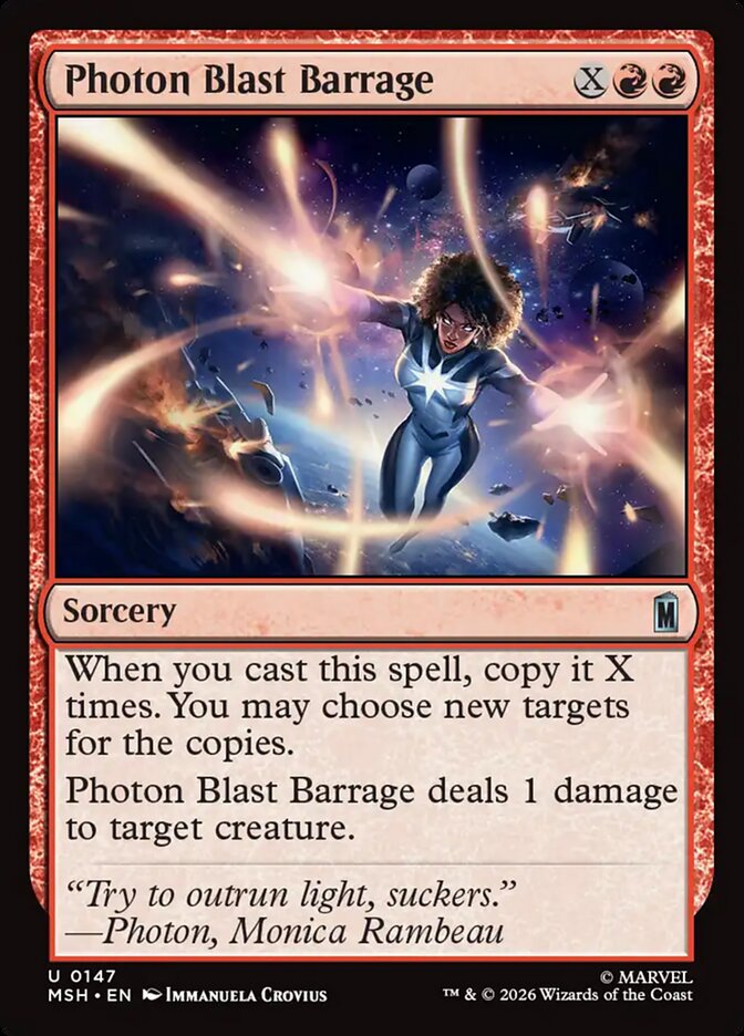 Photon Blast Barrage, Marvel Super Heroes Card Art
