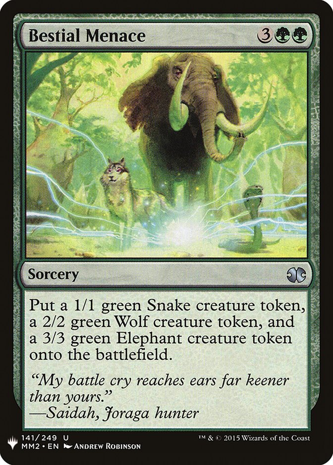 Bestial Menace, The list Card Art
