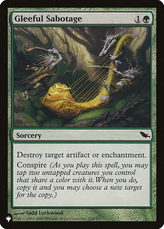 Gleeful Sabotage, The list Card Art