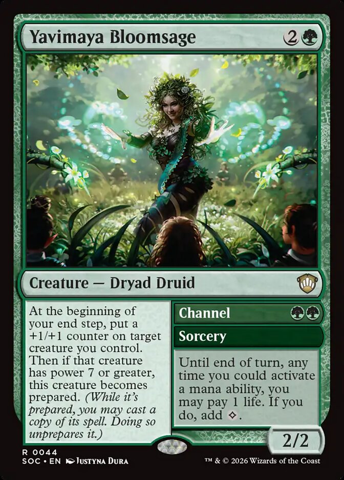 Yavimaya Bloomsage // Channel, Secrets Of Strixhaven Commander Card Art