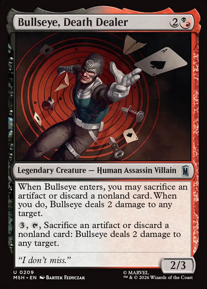Bullseye, Death Dealer, Marvel Super Heroes Card Art