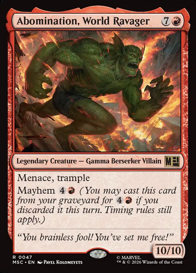 Abomination, World Ravager, Marvel Super Heroes Commander Card Art
