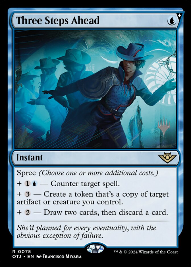 Three Steps Ahead, Outlaws of thunder junction promos Card Art