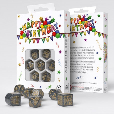 Q Workshop - Dice - RPG Set - Happy Birthday: Confetti