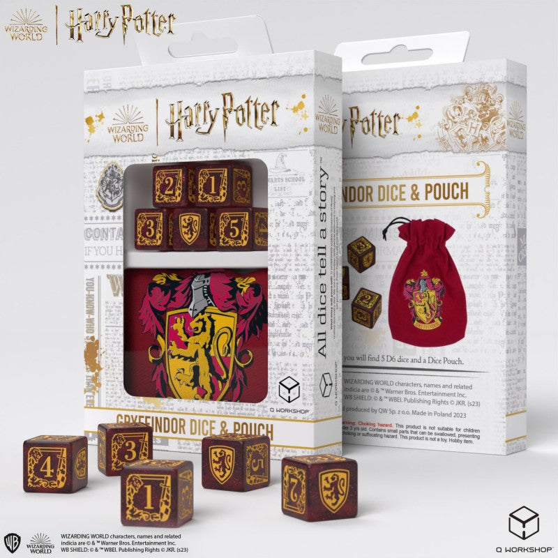 Q Workshop - Dice - Harry Potter Dice & Pouch - Gryffindor