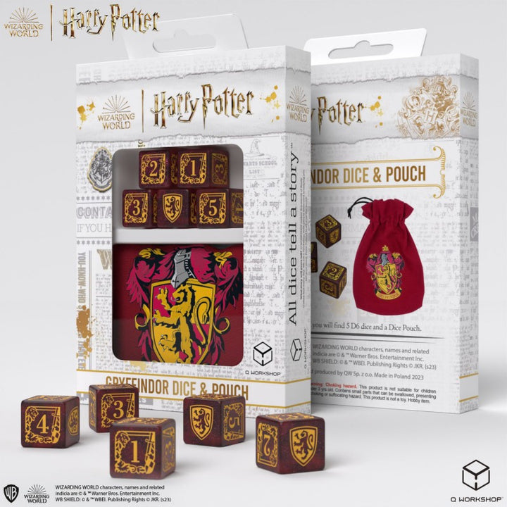 Q Workshop - Dice - Harry Potter Dice & Pouch - Gryffindor