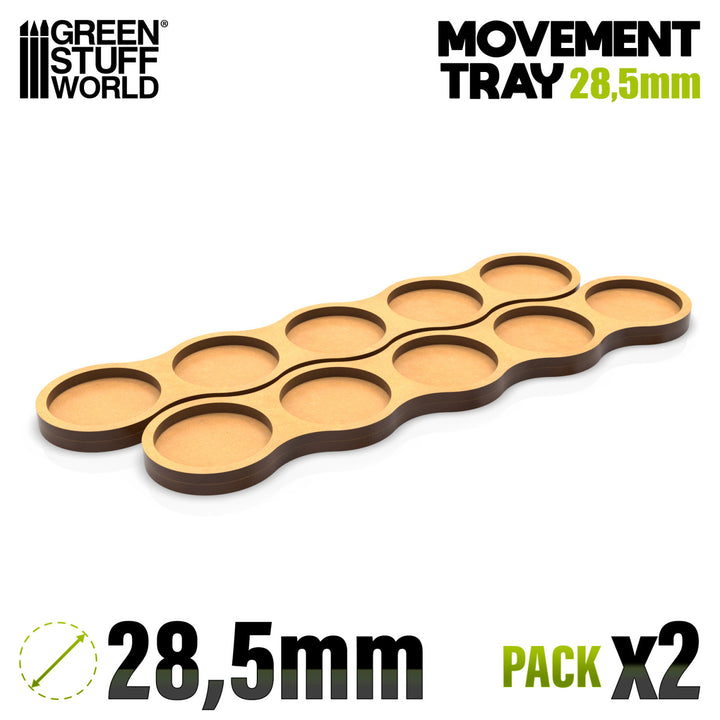 MDF Movement Trays - 28,5mm - 5 slot 2-pack