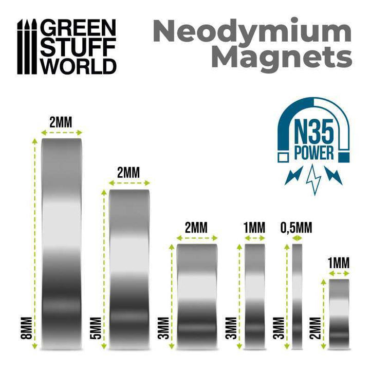 Green Stuff World - Neodymium Magnets 8x2mm - 50 units (N35)