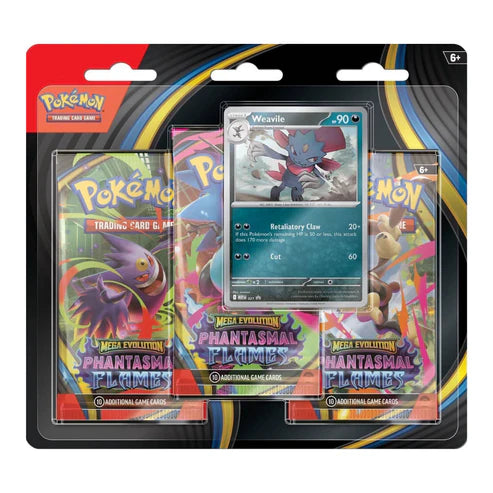 Pokémon - 3P Blister Pack - Mega Evolution: Phantasmal Flames (Weavile)