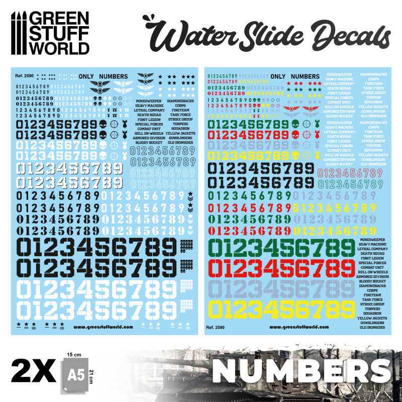 Green Stuff World - Waterslide Decals - Only Numbers