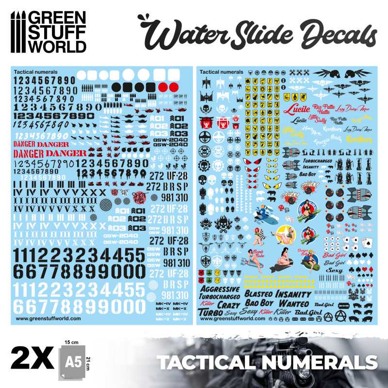 Green Stuff World - Waterslide Decals - Tactical Numerals