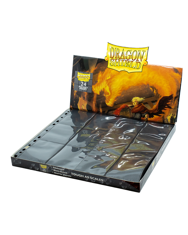 Dragon Shield - Playset Size -24-pocket Side Loading Pages - Black/Clear (50 pages)